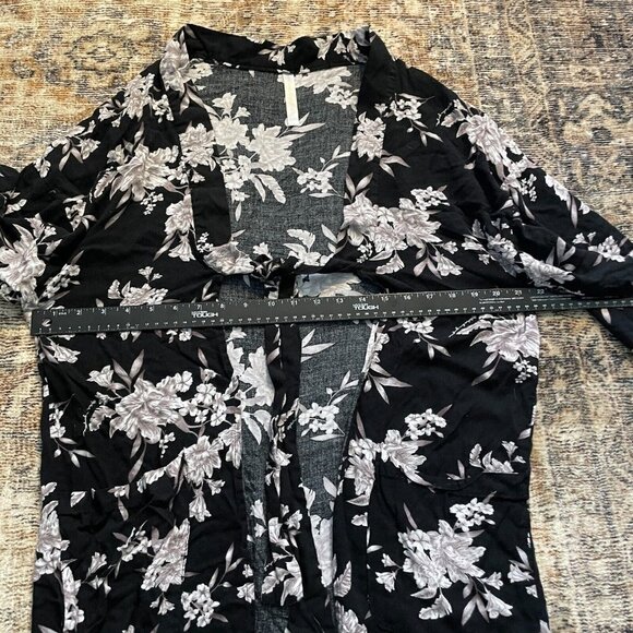Spiritual Gangster Boho Cardigan Women One Size OS Black Floral Tie Rayon Asian - Picture 9 of 14